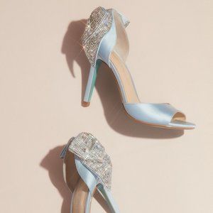 Betsey Johnson X David's Bridal Blue High Heeled Wedding Shoes 7.5